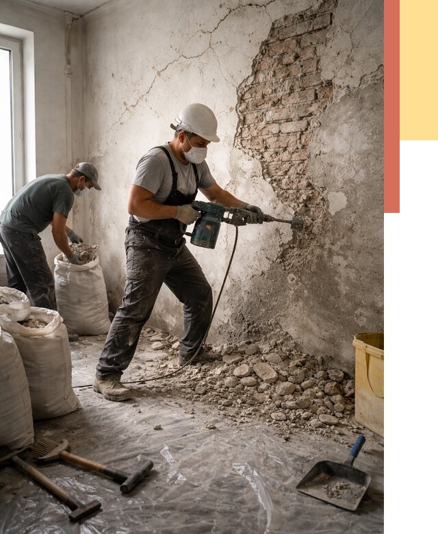 Демонтаж штукатурки со стен в Нерюнгри от 7819 руб/м² — быстро и недорого | ОТДЕЛОЧНИК-Нрю