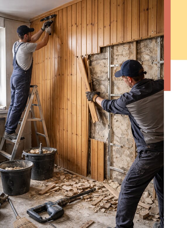 Демонтаж вагонки со стен в Нерюнгри от 1575 руб. — снятие, удаление, срочно | ОТДЕЛОЧНИК-Нрю