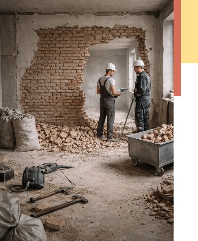 Демонтаж кирпичных стен в Нерюнгри от 4561 руб. — быстро, недорого, под ключ | ОТДЕЛОЧНИК-Нрю