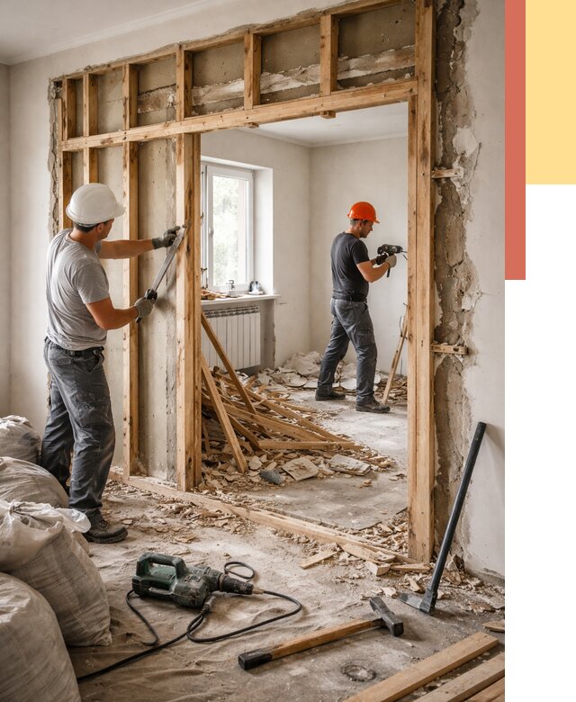 Демонтаж деревянных перегородок в Нерюнгри от 3475 руб. — быстро и недорого | ОТДЕЛОЧНИК-Нрю