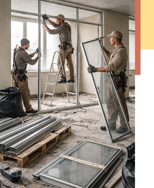 Демонтаж алюминиевых перегородок в Нерюнгри от 4561 руб. — быстро и недорого | ОТДЕЛОЧНИК-Нрю