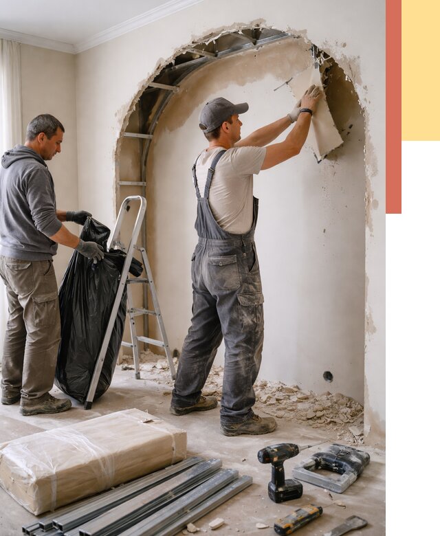 Демонтаж арки из гипсокартона в Нерюнгри от 3801 руб. — услуги под ключ | ОТДЕЛОЧНИК-Нрю