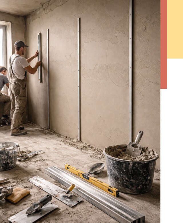 Штукатурка стен по маякам в Нерюнгри от 5973 руб./м² — выравнивание под ключ | ОТДЕЛОЧНИК-Нрю