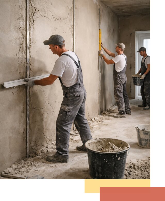 Штукатурка стен по маякам в Нерюнгри — точная и ровная поверхность