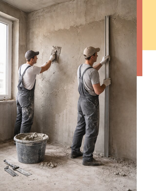 Штукатурка бетонных стен в Нерюнгри от 4887 руб/м² — качественно и быстро | ОТДЕЛОЧНИК-Нрю