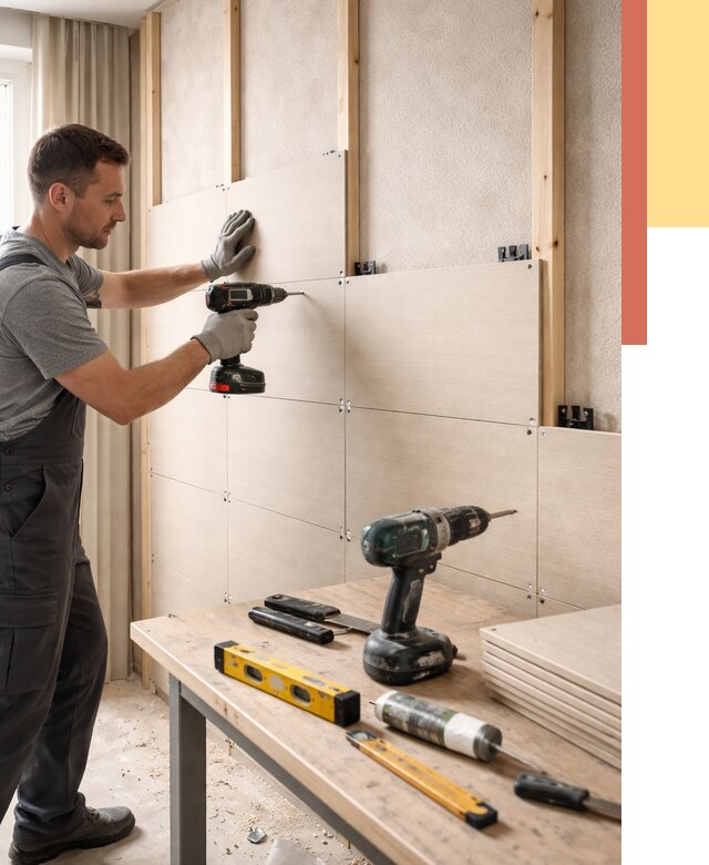 Монтаж МДФ панелей на стены в Нерюнгри от 1358 руб. под ключ | ОТДЕЛОЧНИК-Нрю