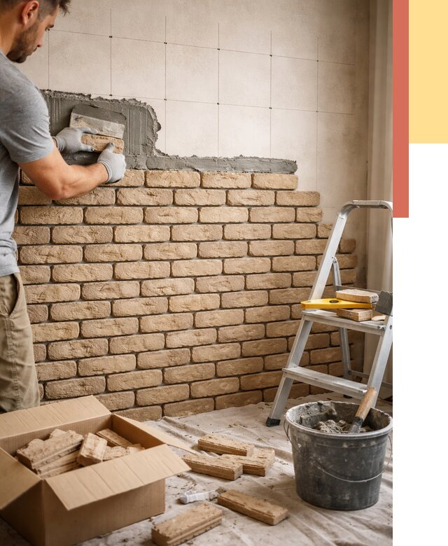 Монтаж декоративного кирпича в Нерюнгри от 3475 руб./м² — быстро и недорого | ОТДЕЛОЧНИК-Нрю