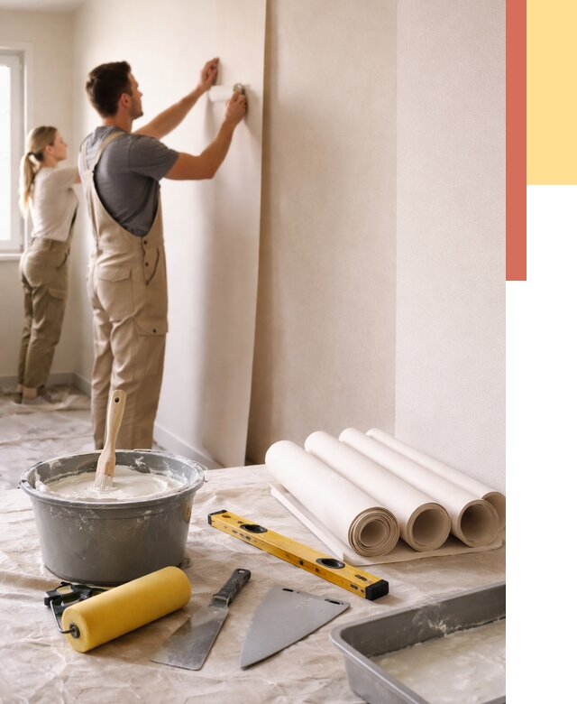 Поклейка бумажных обоев в Нерюнгри от 5973 руб./м2 — быстро и недорого | ОТДЕЛОЧНИК-Нрю