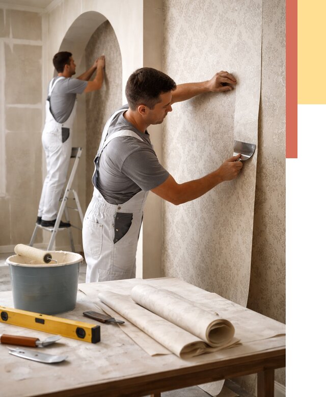 Поклейка обоев на сложные стены в Нерюнгри от 3041 руб. под ключ | ОТДЕЛОЧНИК-Нрю