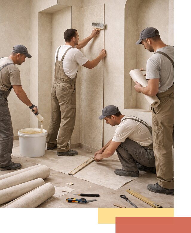 Поклейка обоев на сложные стены и неровные поверхности в Нерюнгри