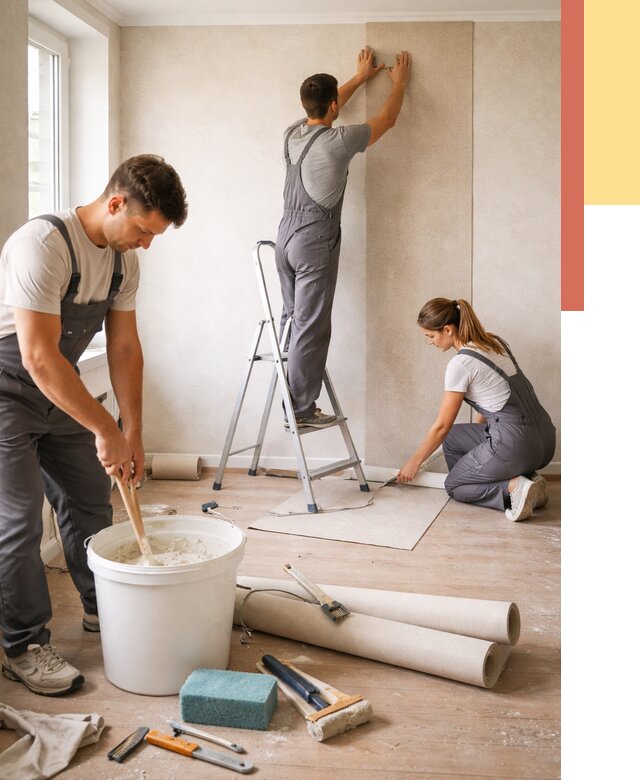 Оклейка стен обоями в Нерюнгри от 3801 руб/м2 — быстро и недорого | ОТДЕЛОЧНИК-Нрю