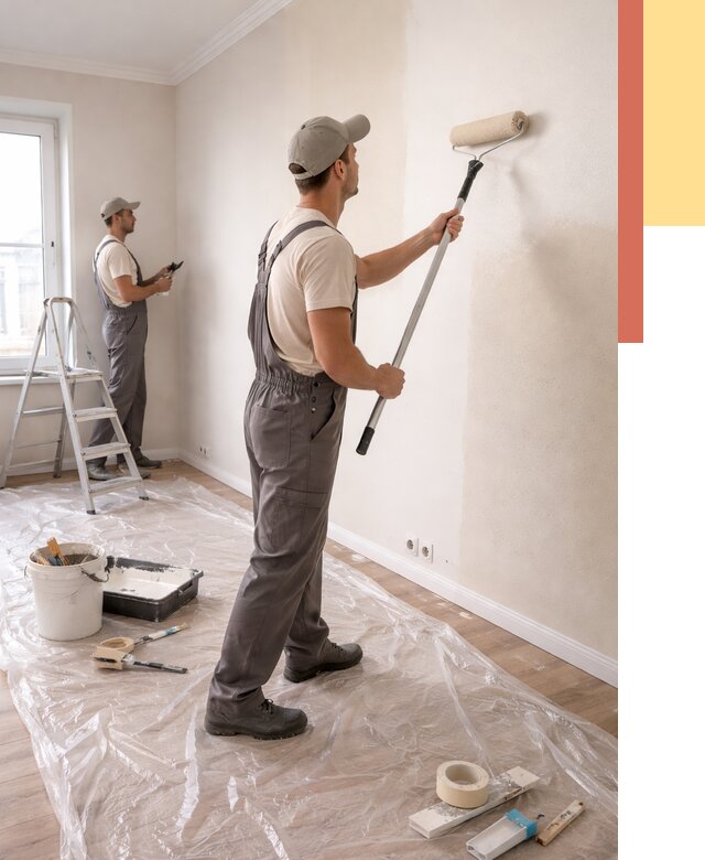 Покраска стен акриловой краской в Нерюнгри от 3801 руб./м² — быстро и недорого | ОТДЕЛОЧНИК-Нрю