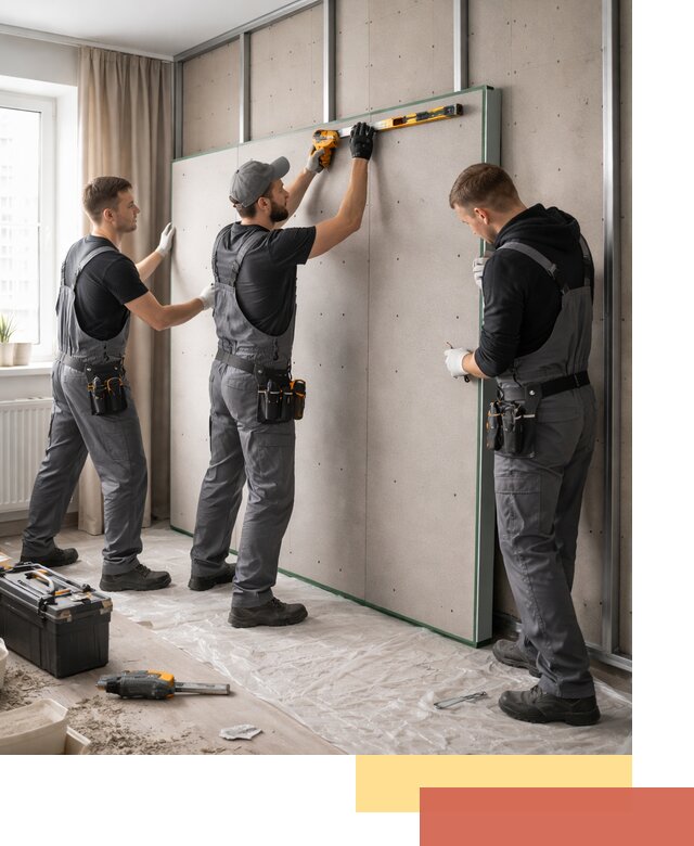 Шумоизоляция стен панелями ЗИПС в Нерюнгри для жилых и коммерческих помещений