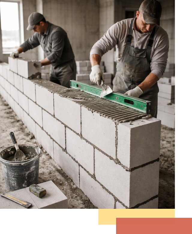 Кладка перегородок из газобетона в Нерюнгри быстро и качественно