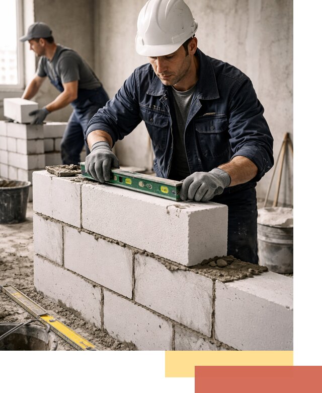 Кладка перегородок из пеноблока под ключ в Нерюнгри