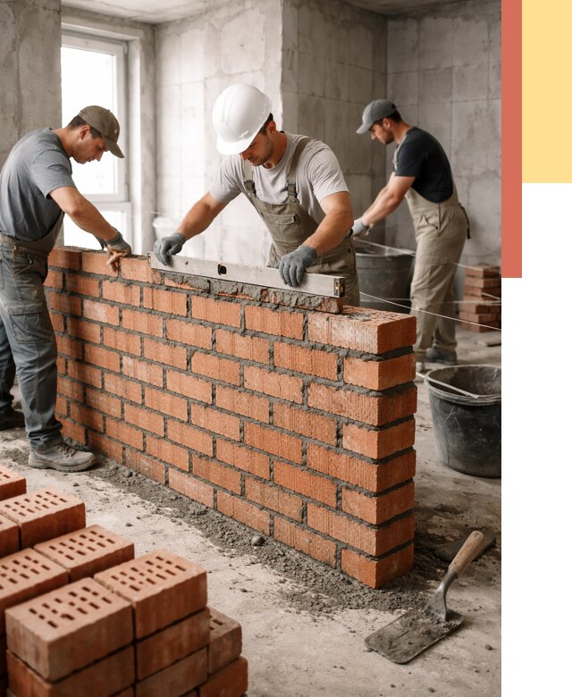 Кладка перегородок из кирпича в Нерюнгри от 3801 руб. за м² | ОТДЕЛОЧНИК-Нрю