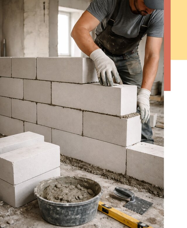 Кладка перегородок из силикатного блока в Нерюнгри от 4344 руб. под ключ | ОТДЕЛОЧНИК-Нрю