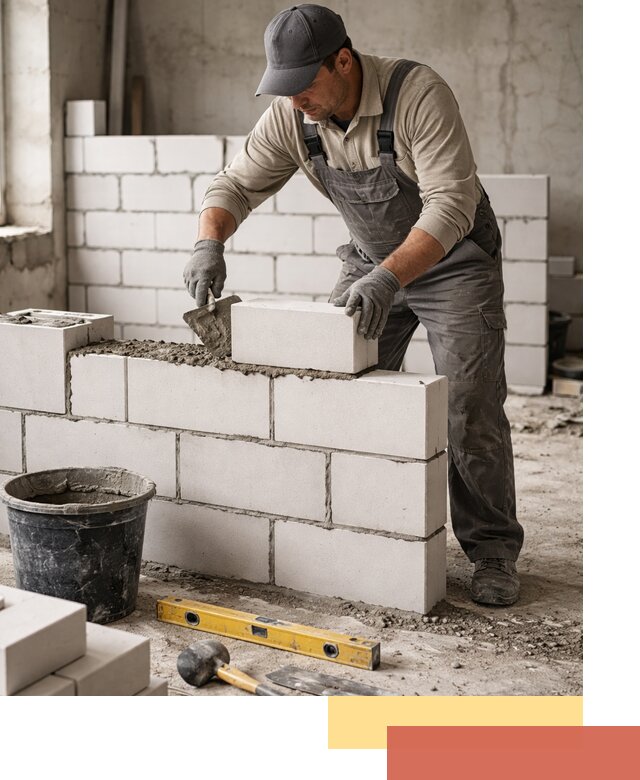 Кладка перегородок из силикатного блока в Нерюнгри