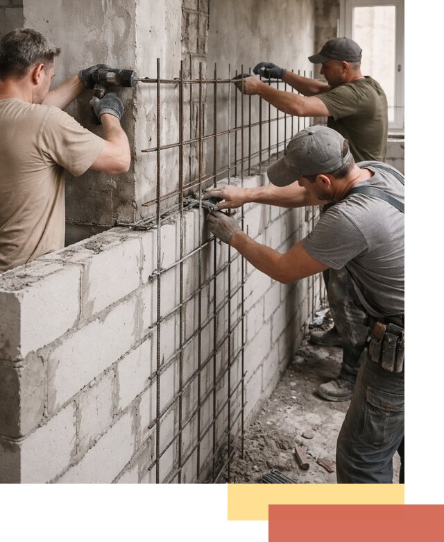 Армирование кладки перегородок в Нерюнгри профессионально и надёжно