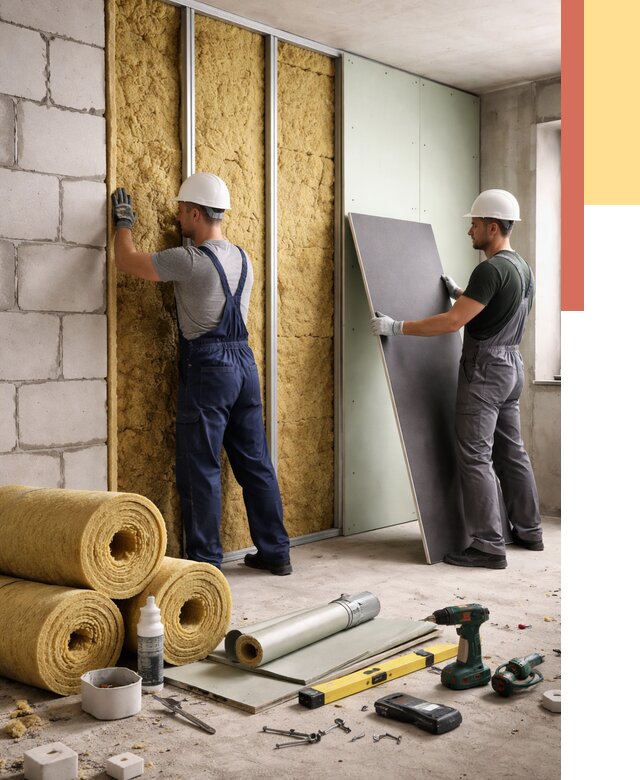 Шумоизоляция перегородок из блоков в Нерюнгри от 2009 руб./м² — быстро и недорого | ОТДЕЛОЧНИК-Нрю