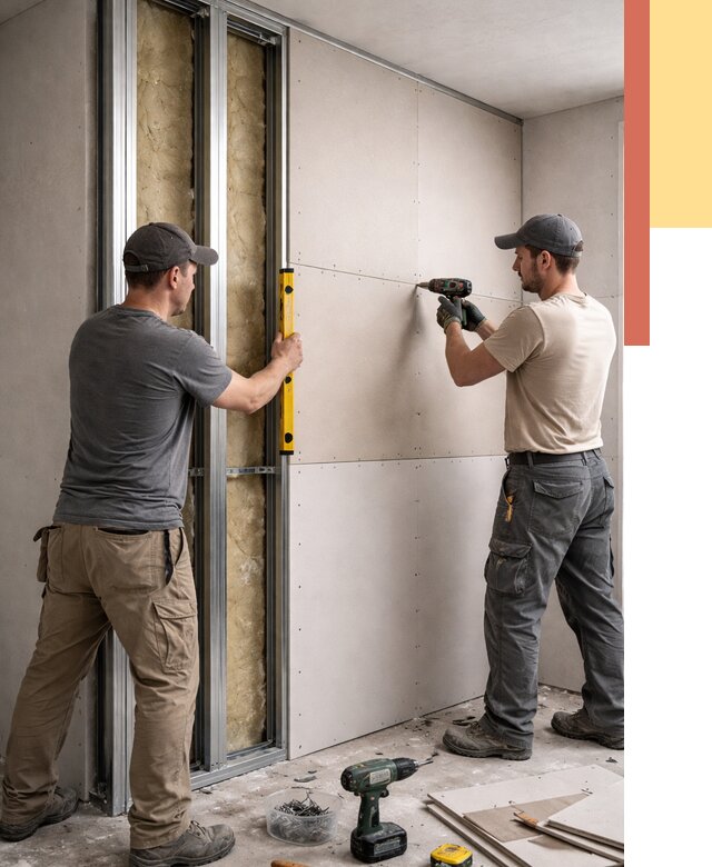 Монтаж двухслойной перегородки из гипсокартона в Нерюнгри от 1575 руб. | ОТДЕЛОЧНИК-Нрю