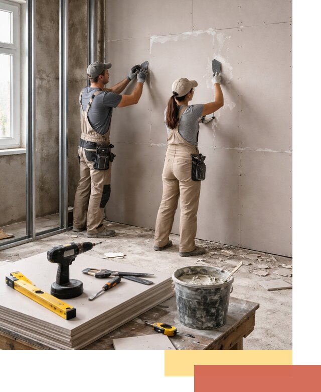 Монтаж двухслойной перегородки из гипсокартона в Нерюнгри