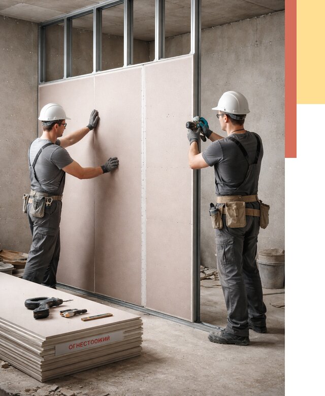 Перегородка из огнестойкого гипсокартона в Нерюнгри от 2009 руб. под ключ | ОТДЕЛОЧНИК-Нрю