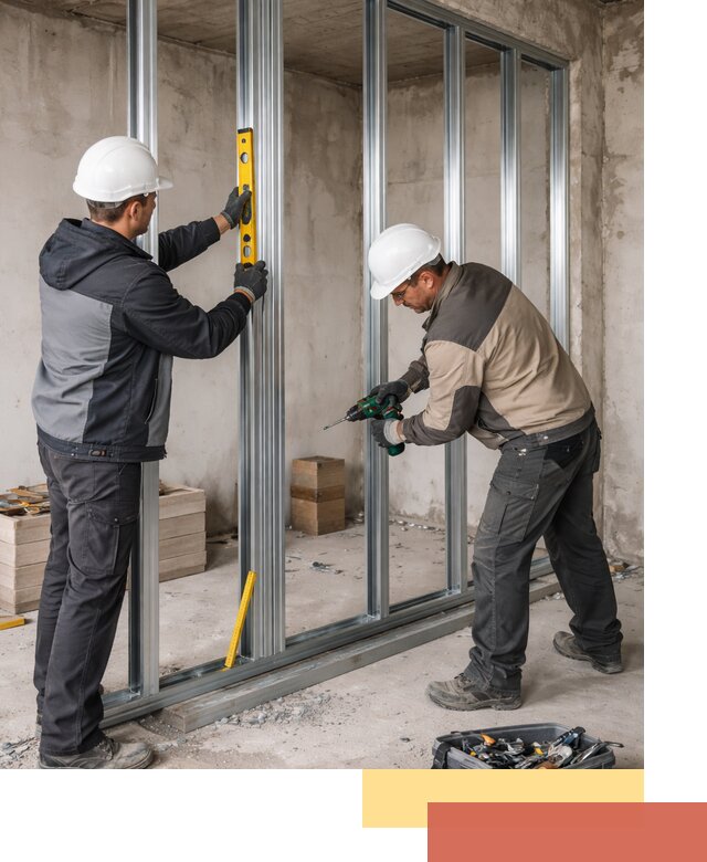 Монтаж каркаса перегородки из профиля в Нерюнгри