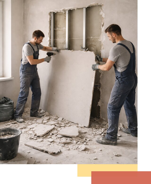 Демонтаж перегородки из гипсокартона в Нерюнгри быстрый и аккуратный