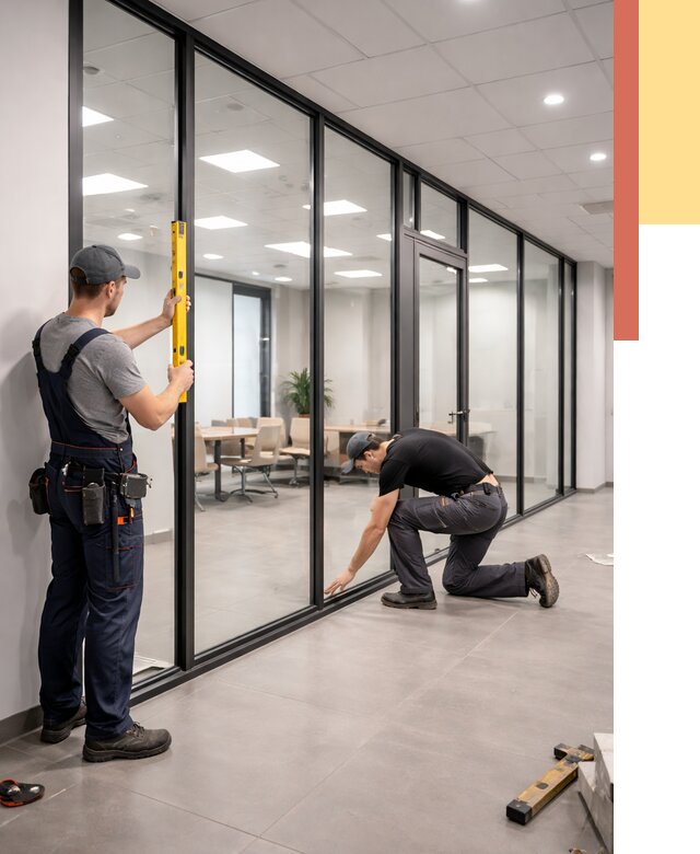 Каркасные стеклянные перегородки в Нерюнгри под ключ от 9991 руб. | ОТДЕЛОЧНИК-Нрю