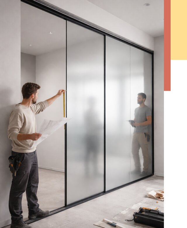 Матовые стеклянные перегородки в Нерюнгри от 9231 руб. — монтаж и установка | ОТДЕЛОЧНИК-Нрю