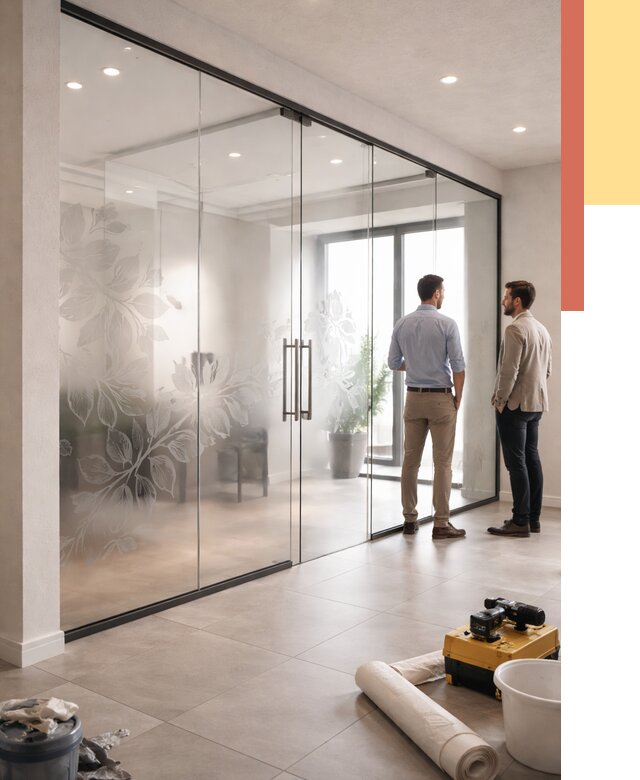 Стеклянные перегородки с рисунком в Нерюнгри от 13575 руб. монтаж и нанесение | ОТДЕЛОЧНИК-Нрю