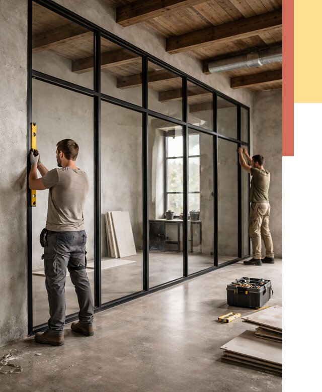 Стеклянные перегородки лофт в Нерюнгри от 11403 руб. под ключ | ОТДЕЛОЧНИК-Нрю