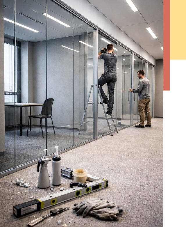 Стеклянные офисные перегородки в Нерюнгри от 9231 руб. — монтаж и установка | ОТДЕЛОЧНИК-Нрю