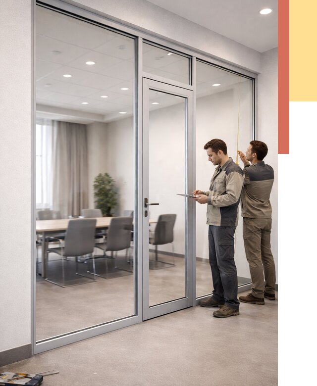 Установка и монтаж алюминиевых перегородок со стеклом в Нерюнгри от 8905 руб. | ОТДЕЛОЧНИК-Нрю