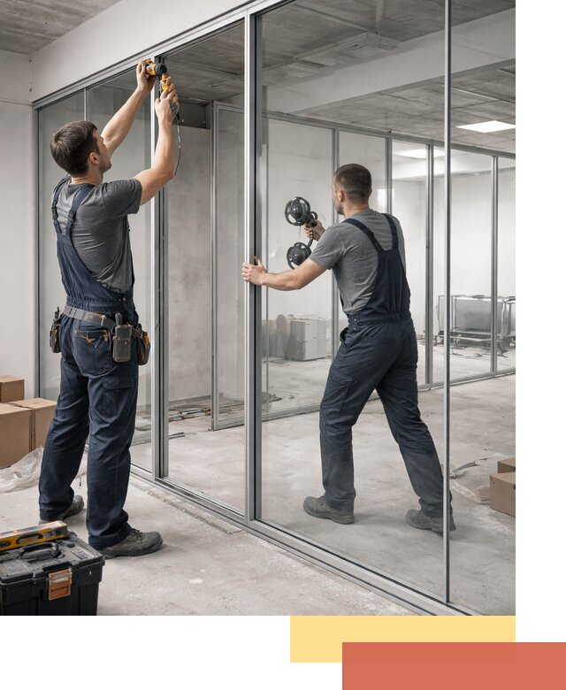 Алюминиевые перегородки со стеклом в Нерюнгри — изготовление и монтаж