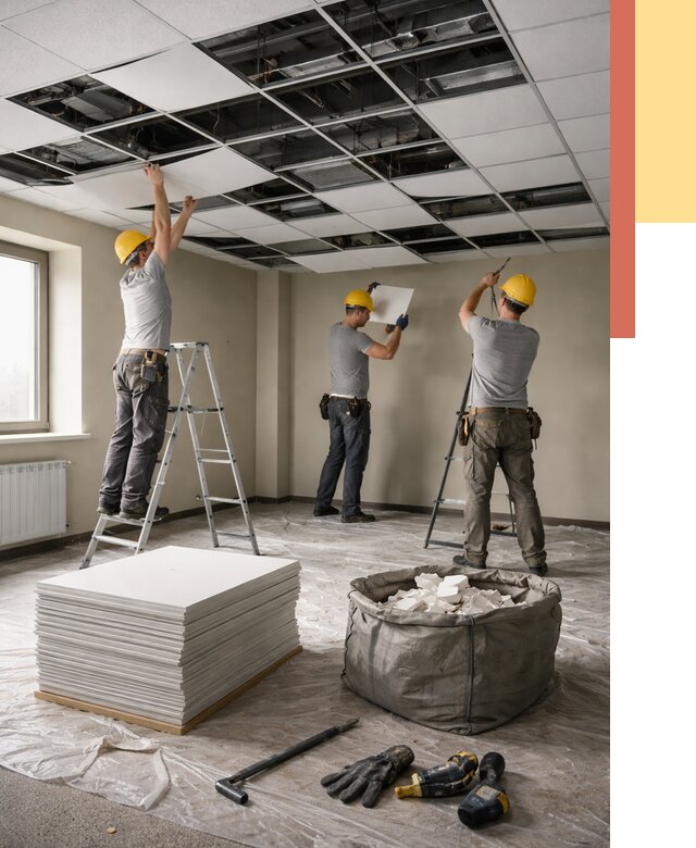 Демонтаж потолка Армстронг в Нерюнгри от 4887 руб. быстро и недорого | ОТДЕЛОЧНИК-Нрю