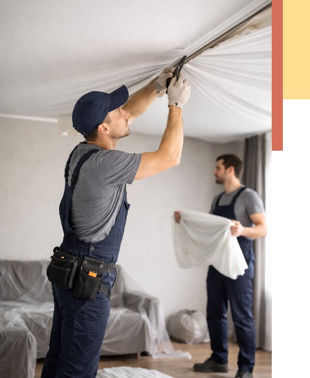 Демонтаж натяжного потолка в Нерюнгри от 4887 руб. — снятие и разбор под ключ | ОТДЕЛОЧНИК-Нрю