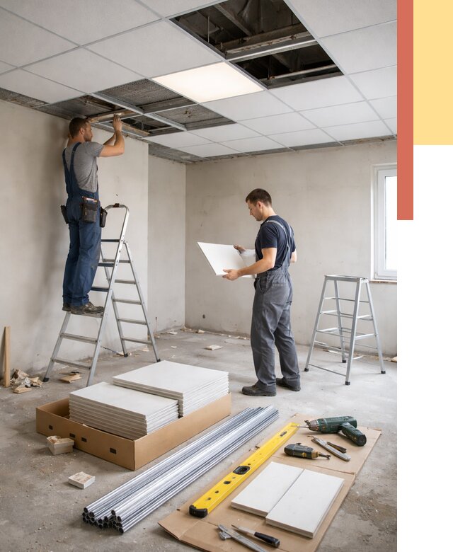 Монтаж потолка армстронг в Нерюнгри от 4887 руб/м2 — быстрая установка под ключ | ОТДЕЛОЧНИК-Нрю