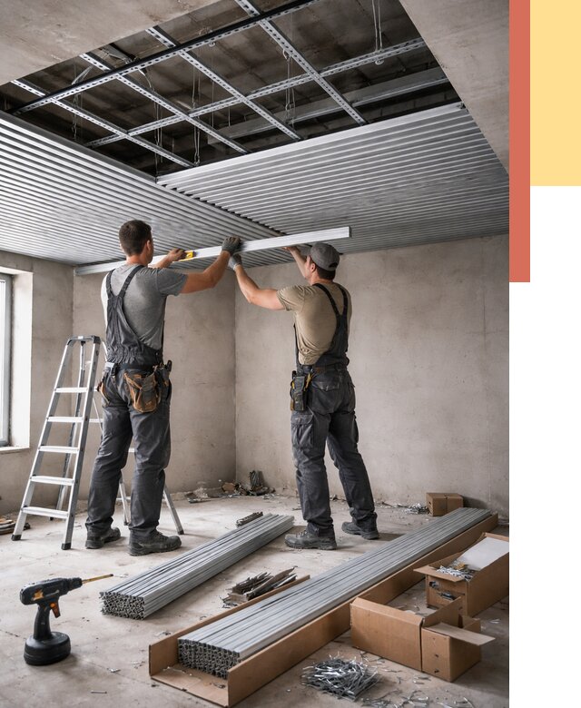 Монтаж реечного потолка в Нерюнгри от 4887 руб. под ключ | ОТДЕЛОЧНИК-Нрю