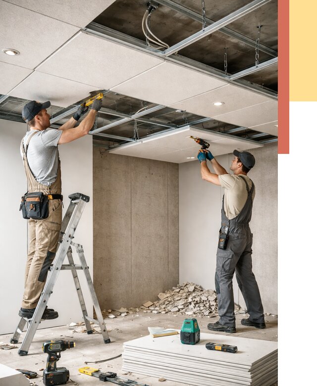 Монтаж акустического потолка в Нерюнгри от 7059 руб/м2 — быстро и недорого | ОТДЕЛОЧНИК-Нрю