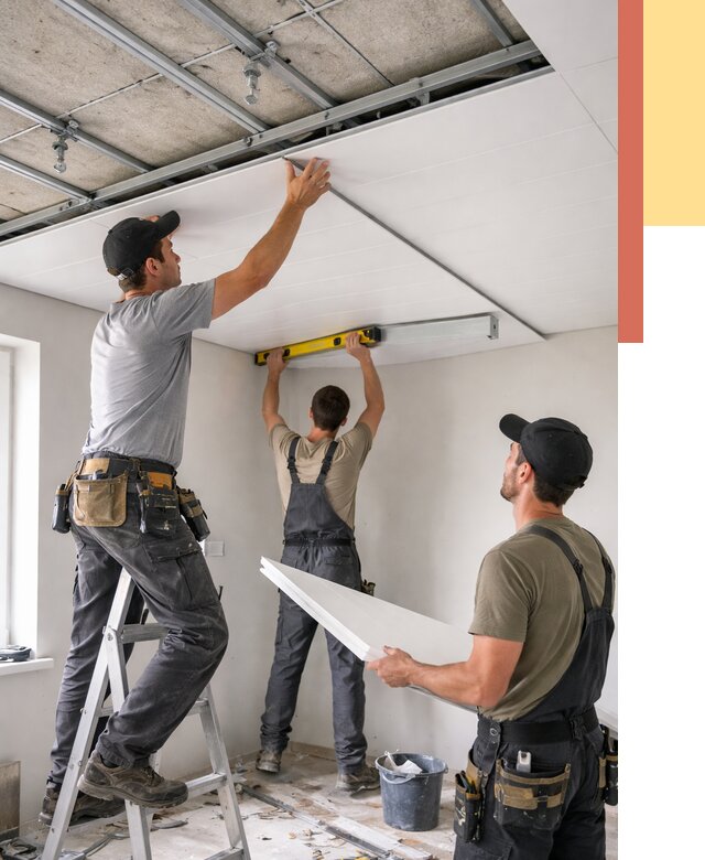 Монтаж потолка из ПВХ панелей в Нерюнгри от 3801 руб./м2 — быстро и недорого | ОТДЕЛОЧНИК-Нрю