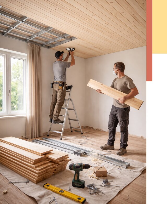 Монтаж потолка из вагонки в Нерюнгри от 7059 руб. | Быстро и недорого — ОТДЕЛОЧНИК-Нрю