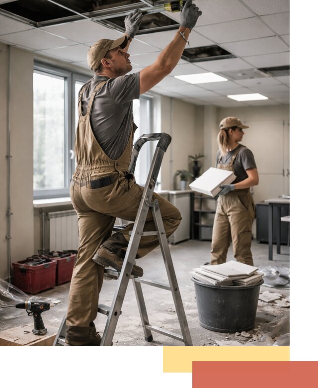 Ремонт потолка Армстронг и замена плит в Нерюнгри