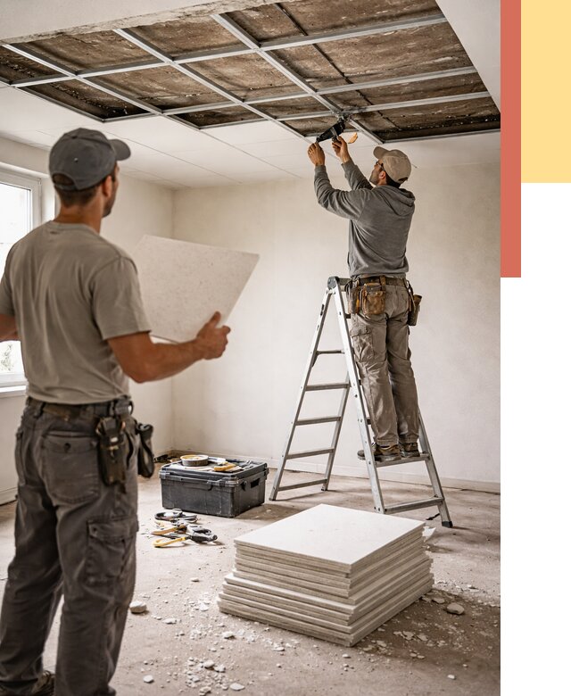 Замена плит подвесного потолка в Нерюнгри от 1901 руб. быстро и недорого | ОТДЕЛОЧНИК-Нрю