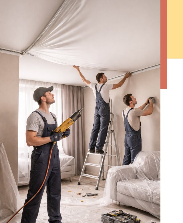 Установка натяжного потолка в Нерюнгри от 4887 руб. | Быстро и недорого — ОТДЕЛОЧНИК-Нрю