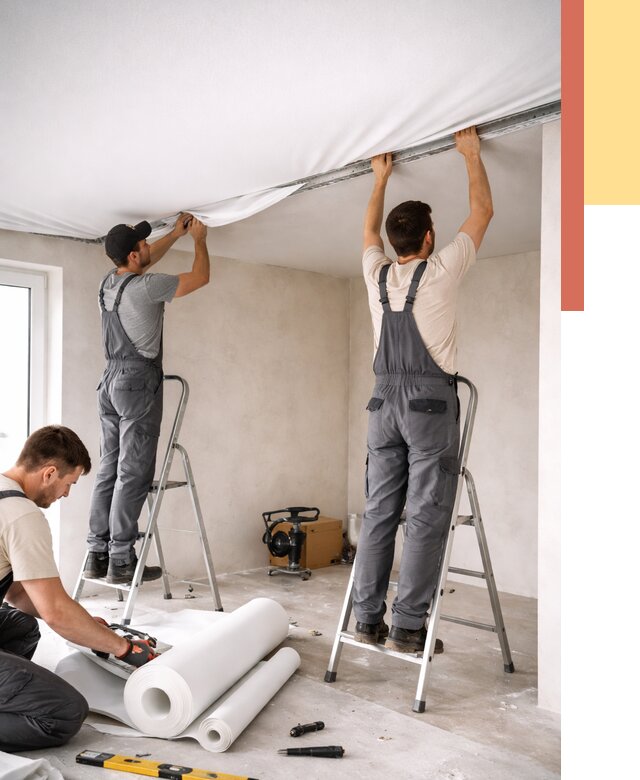 Монтаж тканевого натяжного потолка в Нерюнгри от 3801 руб. под ключ | ОТДЕЛОЧНИК-Нрю