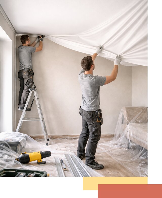 Монтаж тканевого натяжного потолка в Нерюнгри недорого и быстро