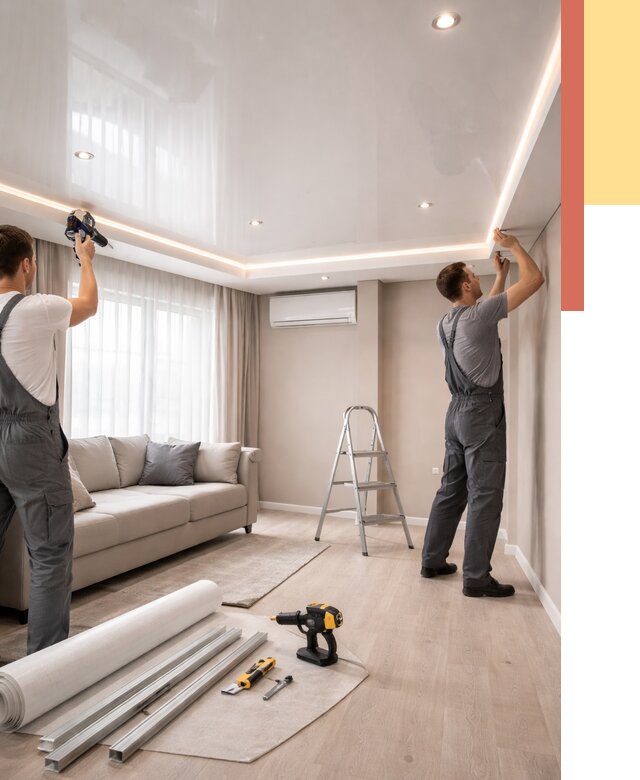 Монтаж глянцевого натяжного потолка в Нерюнгри от 815 руб. под ключ | ОТДЕЛОЧНИК-Нрю