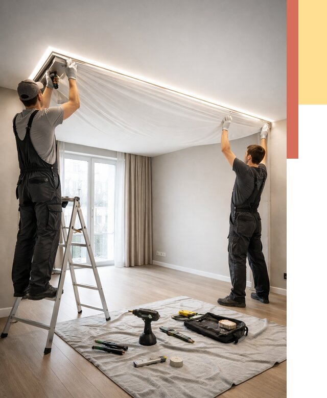 Монтаж парящего натяжного потолка в Нерюнгри от 4887 руб. быстро и недорого | ОТДЕЛОЧНИК-Нрю